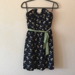 Anthropologie strapless bird dress